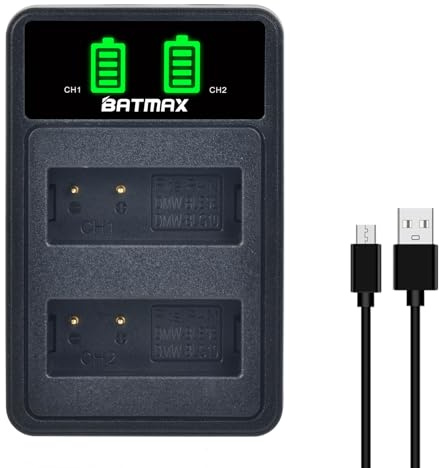 Batmax DMW-BLG10 Rapid LCD Dual USB Battery Charger for Panasonic DMW BLG10E BLE9; DC LX100 II GX9 TZ200 TZ95 TZ90 DMC TZ100 TZ80 GF6 GX7 GX80 LX100 S6 Camera Batteries