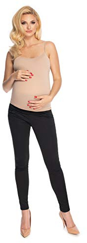 Selente Mummy Love dam långa mammabyxor/mammaleggings/mamma-streggins (tillverkade i EU) för graviditet med magband, Treggins svart, L/XL