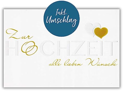 bsb Karte zur Hochzeit - liebevolle Karte mit Text-Motiv - Hochzeitskarte Geldgeschenk - Karte mit Umschlag - Glückwunschkarte zur Ehe in 11,5 x 17,0 cm