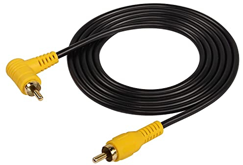 SinLoon RCA-förlängningskabel, 90 graders RCA manlig stereoljudkabel, guldpläterad, kompatibel med högtalare, AMP, skivspelare, mottagare, hemmabio (4.9 FT Male to Male)