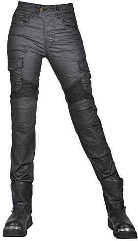 HOMDECR Femme Pantalon De Moto Protection Moto Pantalon Jeans De Moto Pantalon D'armure De Motard Pantalon De Protection pour Vélo, 4 X Tapis De Protection (S)