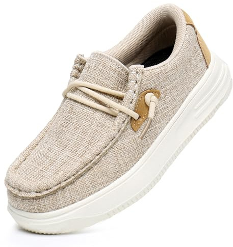 Blikcon Boys Girls Slip-On Casual Boat Shoes Light-Weight Lace Up Loafers(Toddler/Little Kid/Big Kid) Brown