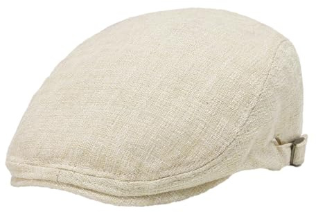 KeepSa Casquette Souples Beret Plate Lin - Reglable Vintage Newsboy Cap Ivy Irish Flat Cabbie Cap visière Printemps-été