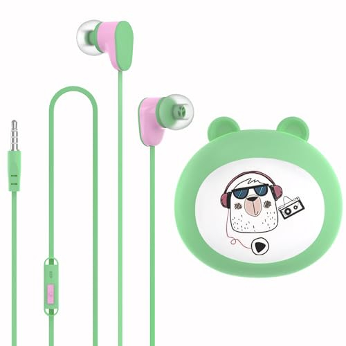 GEEKRIA Auriculares con cable para niños con micrófono para la escuela y clase en línea, auriculares intrauditivos para niños con conector jack de 3.5 mm con límite de volumen de 85 dB para orejas