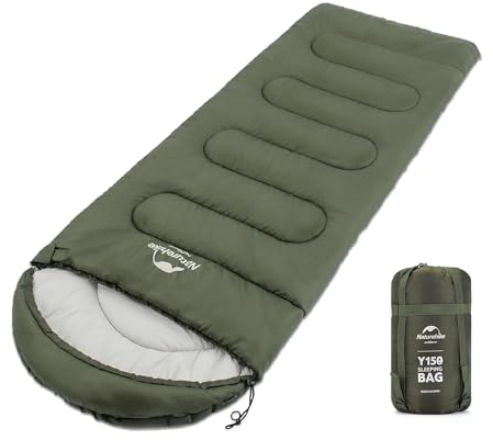 Naturehike Sac de Couchage Extensible pour 3 Saisons, Adulte et Adolescent, Sac de Couchage Léger pour Intérieur, Camping, Randonnée, Pique-Nique, Extérieur (Vert, Gauche)