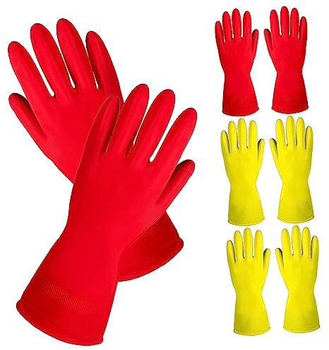 BCOATH 4er-pack Spülhandschuhe Für Damen – Küchenreinigung Rutschfest Weich Und Atmungsaktiv