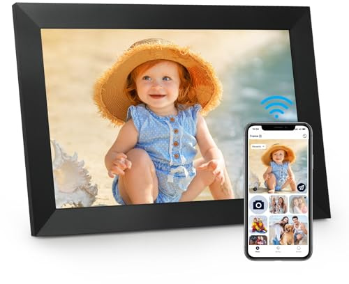 WiFi Digital Picture Frame, 10.1 Inch Digital Photo Frame with1280x800 IPS LCD Touch Screen, 32GB Storage, Auto-Rotate Photo Frame Share Your Photos and Videos via AiMOR App, Black