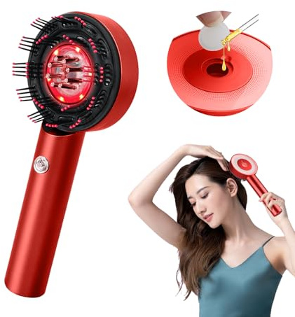 Upgrade Scalp Massaging Brush Red Blue Light with IPX7 Waterproof Hair Massager Electric Scalp Massager Brush Silent for Scalp & Hair, Cordless & Portable (Red-2)