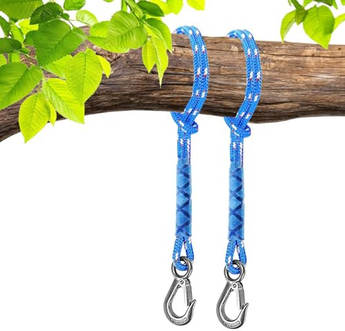 Sangle Balancoire Arbre,2 Pièce 50CM Suspension Pour Balancelle D'arbre Avec Crochet,Sangles De Hamac,Jusqu'à 200KG,Corde De Balançoire Hamac Réglable Pour Balançoire Et Hamac D'extérieur,Balançoires