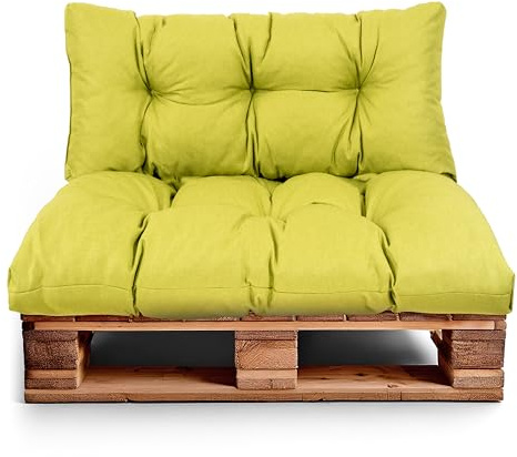 Best Wool Set di Cuscini per Pallet – Cuscino D’assise per Pallet Europei – Imbottitura con Schiuma Granulare Poulirette – Include Cuscino D’assise 120x80cm + Schienale 120x40cm