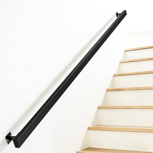 Pasamanos para Escalera, Barandilla para Escalera Exterior Interior, Pasamanos Negra de pared Metal Antideslizante, Barandillas de Galvanizada pared Escaleras, jóvenes/Mayores 160cm