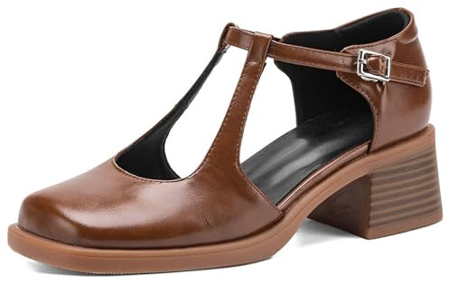 Mary Jane sandaler damer t-remmar fyrkantig tå blockklack pumps bekväma arbete kontorsskor för dagligt bruk och affärsliv casual