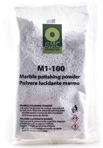 BMC M1-100 polerpulver för marmor och kalksten, 100 g påse, för behandling av matta, lätta korrosionsfläckar på spegelpolerade ytor. För manuell applicering