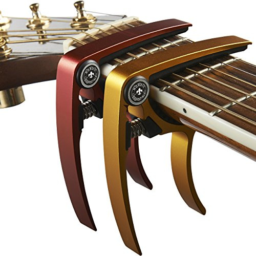 Gitarrcapo (2-Pack) för Akustiska Gitarrer, Ukulele, Banjo, Mandolin, Bas - Tillverkat av ultralätt aluminium (34 g!) för 6- och 12-strängade instrument - Nordic Essentials