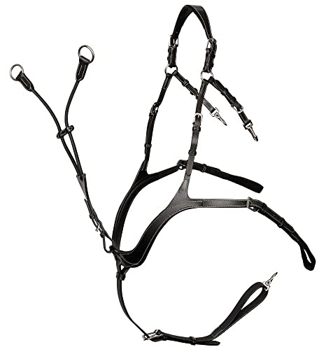 Harry's Horse Luxus-Vorderzeug Deluxe für Pferd, Schwarz, Einfarbig, Karabinerverschluss, Luxusdesign, hohe Komfortabilität und einzigartige Funktionalität