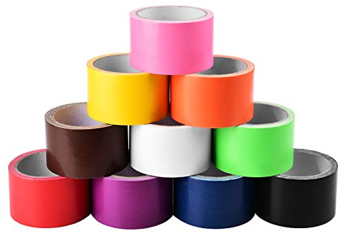 Klebeband Bunt 50mm x 9m Farbiges Duct Tape Panzertape Panzerband Gewebeband Gewebeklebeband Handreißbar & Wasserfest für Universelle Anwendungen wie Markieren, Abdichten, Bündeln, Handwerk, 10 Rollen