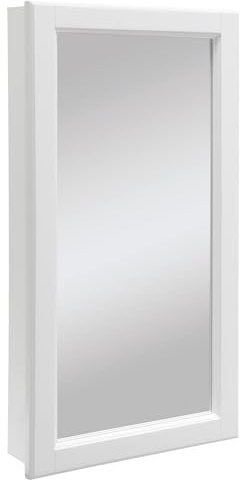 Design House Wyndham, 16 in W x 4.75 in D x 30 in H Bathroom Medicine Cabinet, Wall Mounted, Mirrored Door, White, 545111-WHT