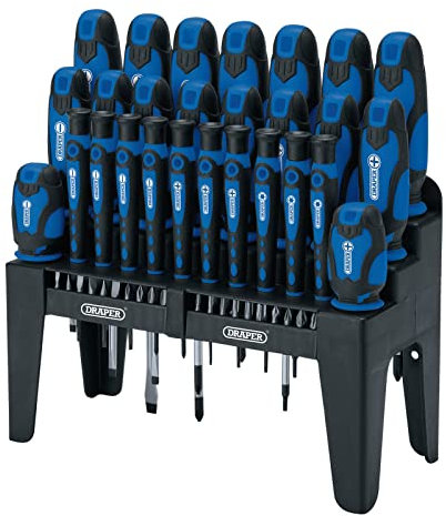 Draper 16736 Soft Grip Screwdriver and Bit Set, Blue (47 Piece)