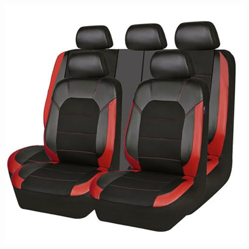 ZONEWD 9 Piezas Fundas Asientos Coche para Renault-Clio III/Renault-Clio 2000-2023 2024, Juegos De Cubreasientos Delanteros Y Traseros Cuero Coche Accesorios,Red