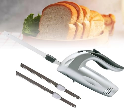 Coltello da pane, Coltello da carne elettrico con due lame seghettate per un uso multiuso, impugnatura ergonomica e vibrazioni e rumore ridotti per il tuo comfort, coltello per carne, verdure o pane