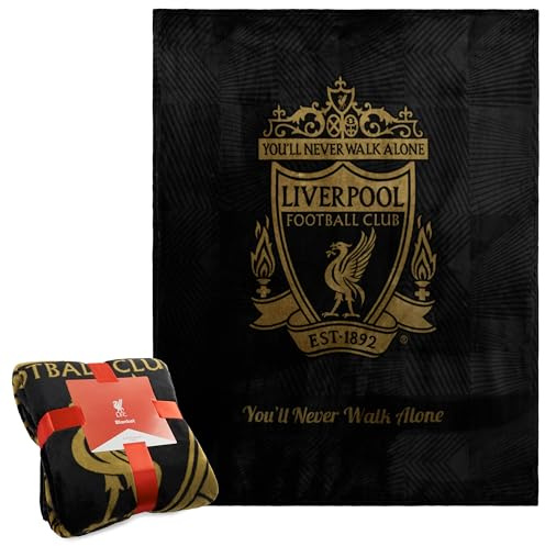 Liverpool F.C. Manta de forro polar suave para cama de 125 x 150 cm, regalo de Liverpool (negro)