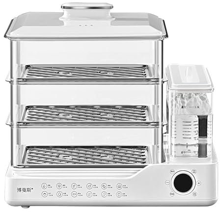 3 Tier Electric Steamer, 24L Capacity Food Steamer with Display Touch Screen | 12-Hour Appointment | 1.5L Independent Water Tank | Compact 800W Steamer Design - Easy to Store