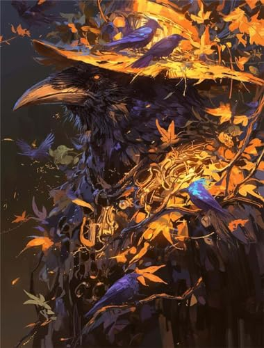 Diamond Painting Groß XXL Halloween 90x119cm, 5D Vogel Diamond Painting Erwachsene Groß,DIY Diamant Painting Bilder Groß Kunst Malerei Bastelset für Zimmer Deko Wohnzimmer, Geschenke für Frauen