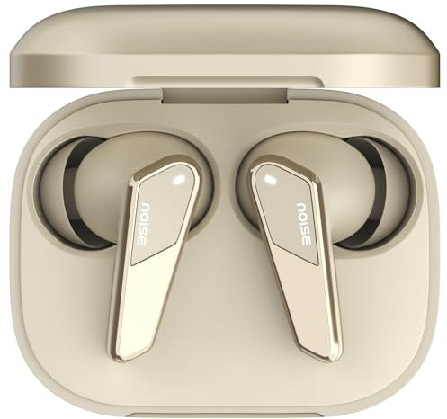 Noise Buds N1 Pro - Auricolari wireless con finitura metallica, ANC (fino a 30 dB), 60 ore di autonomia, doppio accoppiamento, instacharge (10 minuti = 200 min), BT V5.3 (beige cromato)