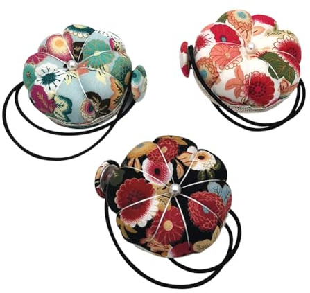 Generico Polso ad ago per Braccio - Porta di ago per Aghi a Doppio Uscita | ad ago Portatile con Una Cintura da Polso Elastico | Porta del Perno a Forma di Fiori per Artigianato