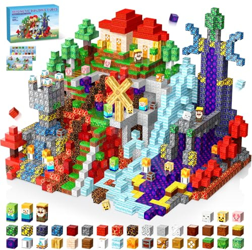 POPERFUN 600 Pezzi Costruzioni Magnetiche per Bambini 3-12 Anni,Blocchi Magnetici Giocattolo Sensoriale Educativo STEM, Giocattolo Prescolare,Magnetic Building Blocks Regalo per Compleanno e Natale