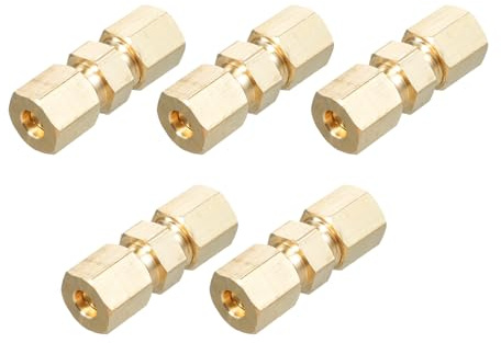 Ausla Raccord à Compression 3/16 Pouces, Adaptateur de Conduite de Frein en Cuivre et Laiton de qualité Supérieure, Installation Rapide, Comprend 5 Paquets pour Camions et Remorques (paquet de 5)