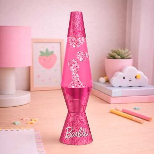 WONDEE Barbie Lámpara de Lava Rosa con Purpurina, Lámpara Lava Niñas y Mujeres para Decorar la Habitación, Cosas/Regalos Barbie Accesorios Originales del Hogar para Niña y Mujer