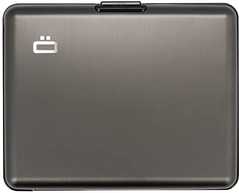 ÖGON -DESIGNS- Aluminium Geldbörse, große Kapazität, RFID-Schutz vor Betrug und Entmagnetisierung, Modell Smart Case Big Stockholm (Aluminium Titanium)