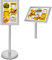 BELLE VOUS Expositores de Pie A4 Plateado – Soporte para Poster de Aluminio de Pedestal – Marco para Vista en Vertical y Horizontal - Atril Ajustable para Bodas, Exhibiciones, Tiendas y Restaurantes