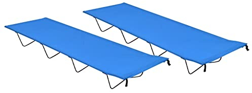 vidaXL 2X Camas de Camping Viaje Plegable Campo Tumbona Hamaca Acampada Jardín Patio Terraza Silla Relajación Tela Oxford y Acero Azul 180x60x19 cm