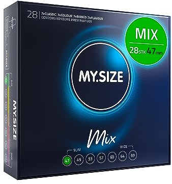 My.Size Mix Condones, tamaño 1, 47 mm, paquete de ventaja, contenido de 28 unidades