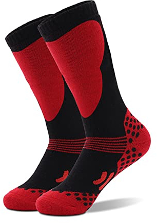 1 Paar Skisocken Kinder Unisex Baumwolle Skistrümpfe Thermosocken für Jungen Mädchen, Dicke Verstärkte Kniestrümpfe Winter Sportsocken Active Kniehoch Bunt Warm zum Skifahren