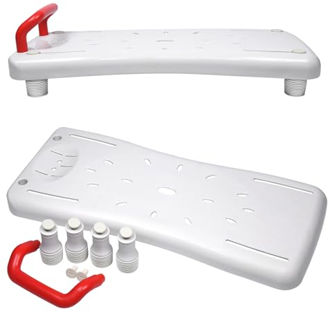 FIVMEN Planche de bain pour personnes âgées, adultes, avec poignée ergonomique, siège de baignoire antidérapant, rouge