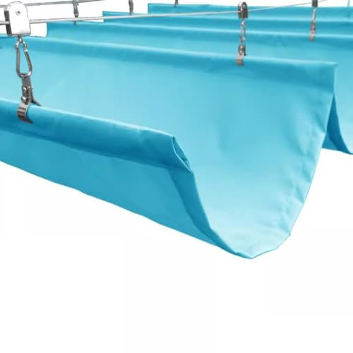 Custom Retractable Pergola Canopy, Pergola Shade Waterproof Cover Kits, Outdoor Patio Replacement Slide Wire Wave Awning Sail Deck Porch Yard Rainproof(Color:Blue)