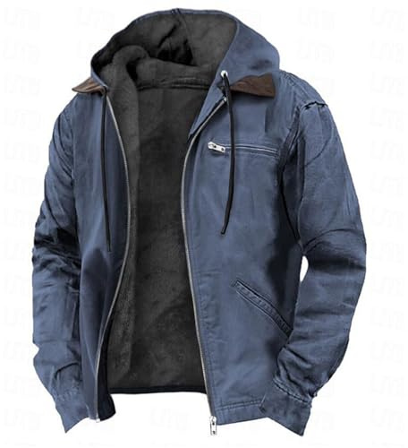 Rrongwn Veste d'hiver chaude en polaire pour homme - Veste militaire - Veste cargo doublée - Veste d'extérieur thermique - Coupe ajustée - Veste de travail décontractée - Veste de loisirs - Veste