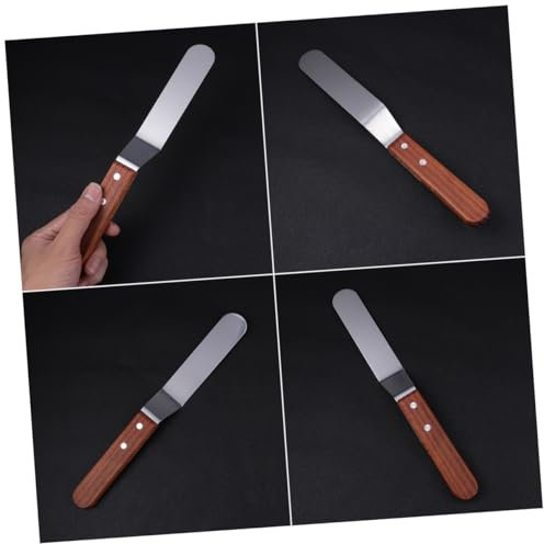 PRETYZOOM Spatola per Crema in Acciaio Inossidabile Manico in Legno Rosso da 15cm per Decorazione Torte e Stampo Facilita la Rimozione Dolci