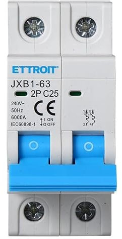 IXTRIMA Interruttore Magnetotermico Automatico, 2P 25A 220V 6kA, Bipolare MCB 2P C25