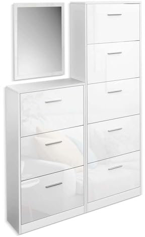 Vicco Shoe tipper Gizmo, White High Gloss, Set with mirror