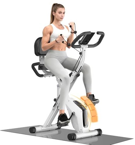 Botifly Cyclette Pieghevole da Casa 4 in 1, Bicicletta magnetica pieghevole, Resistenza magnetica regolabile a 16 livelli, monitor LCD e sensore di frequenza cardiaca