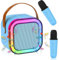 Micro Karaoke Enfant,Microphone Karaoké sans FI,Machine de karaoké avec 2 Microphones,Portable Bluetooth Karaoké Machine,Jouet de Machine Karaoké avec LED Lumière pour Enfant Adulte
