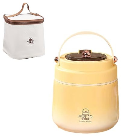 Contenitore termico per alimenti, 1200 ml, a prova di perdite, in acciaio inox, termico, con coperchio, cucchiaio e sacchetto isolante, ciotola termica in acciaio inox per bambini/adulti (gradiente di