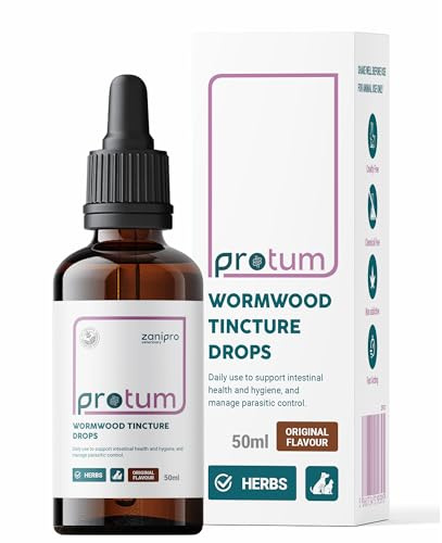Zanipro Vermifuge Naturel pour Chien et Chat – Gouttes à l’Absinthe (Wormwood) 100% Naturelles, Traitement Vermifuge Liquide pour Chiens, Chiots et Chatons, Digestif au Quassia & Noyer Noir | 50ml
