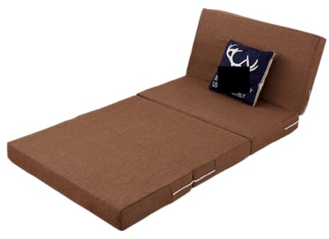Materasso futon in schiuma spessa 8 cm, 100 x 200 cm, pieghevole, per ufficio e studenti, rimovibile e lavabile, soluzione confortevole per dormire a pavimento, marrone
