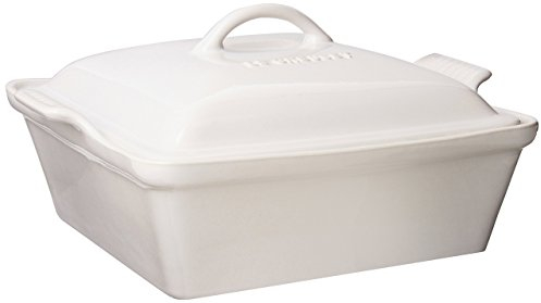 Le Creuset Stoneware Heritage Covered Square Casserole, 2.5 qt. (9), White