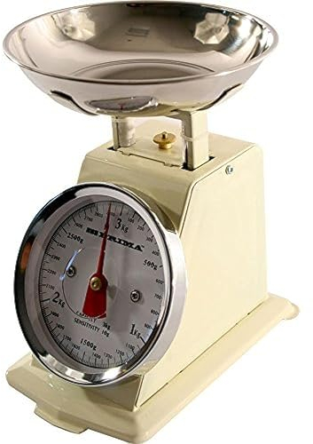 Bilancia meccanica da cucina, classica, in stile retrò, 3 kg, crema